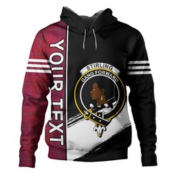 ScotsTee Shop Scottish Stirling of Keir Modern Clan Crest Tartan Hoodie Quarter Personalized