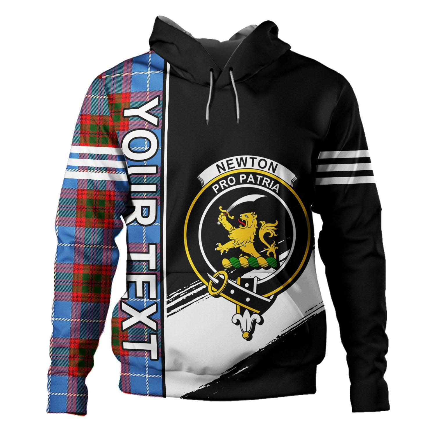 ScotsTee Shop Scottish Newton Clan Crest Tartan Hoodie Quarter Personalized