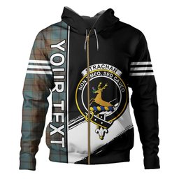 ScotsTee Shop Scottish Strachan Weathered Clan Crest Tartan Hoodie Quarter Personalized