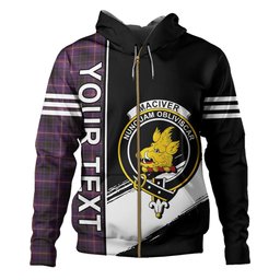 ScotsTee Shop Scottish MacIver of Strome Weathered Clan Crest Tartan Hoodie Quarter Personalized