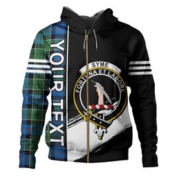 ScotsTee Shop Scottish Syme Ancient Clan Crest Tartan Hoodie Quarter Personalized