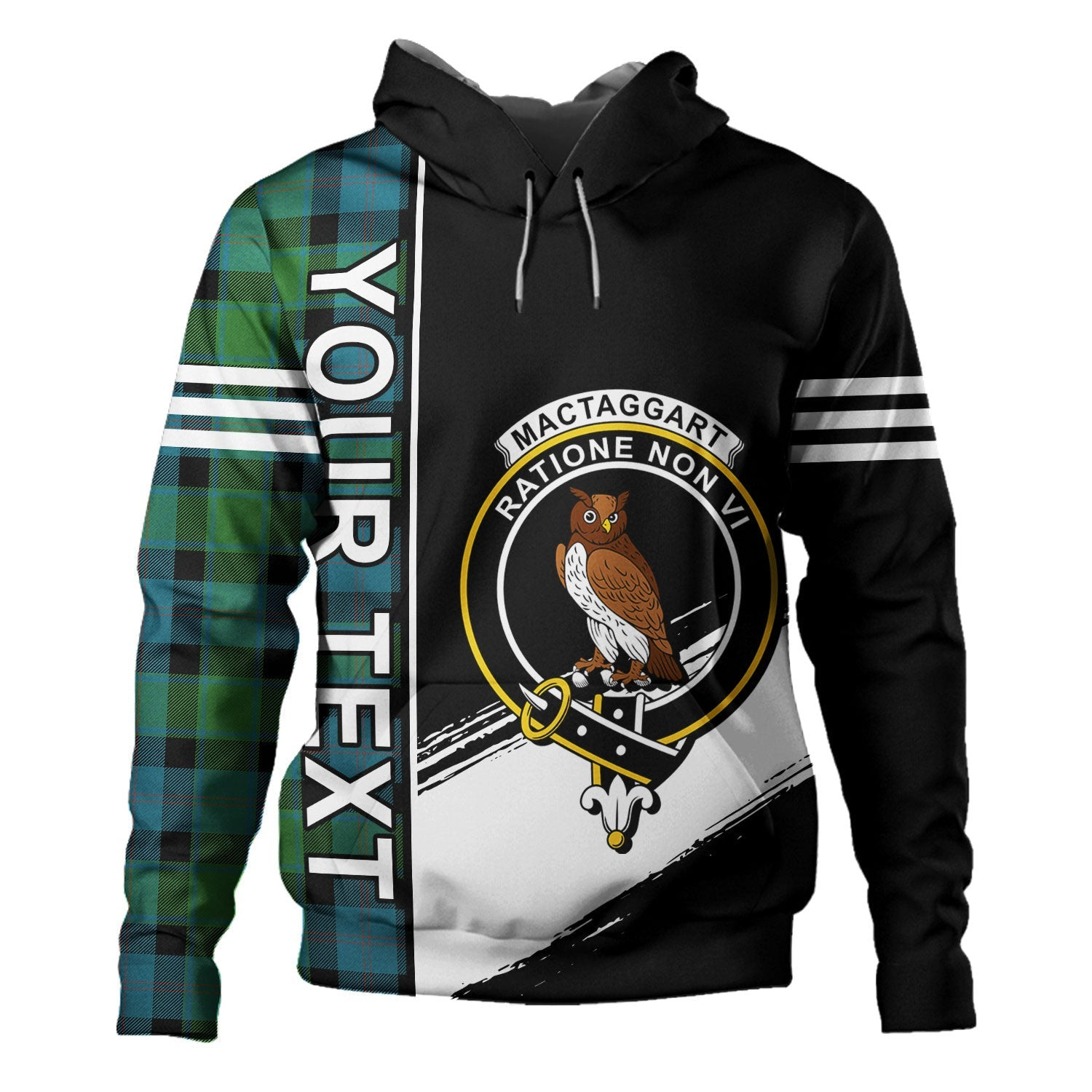 ScotsTee Shop Scottish MacTaggart Ancient Clan Crest Tartan Hoodie Quarter Personalized