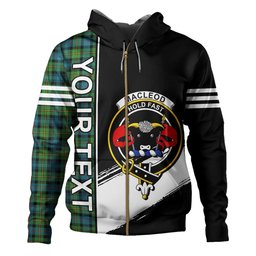 ScotsTee Shop Scottish MacLeod of Skye Ancient Clan Crest Tartan Hoodie Quarter Personalized