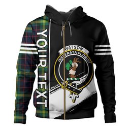 ScotsTee Shop Scottish Watson (Wate Watt) Modern Clan Crest Tartan Hoodie Quarter Personalized