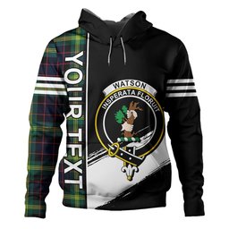 ScotsTee Shop Scottish Watson (Wate Watt) Modern Clan Crest Tartan Hoodie Quarter Personalized