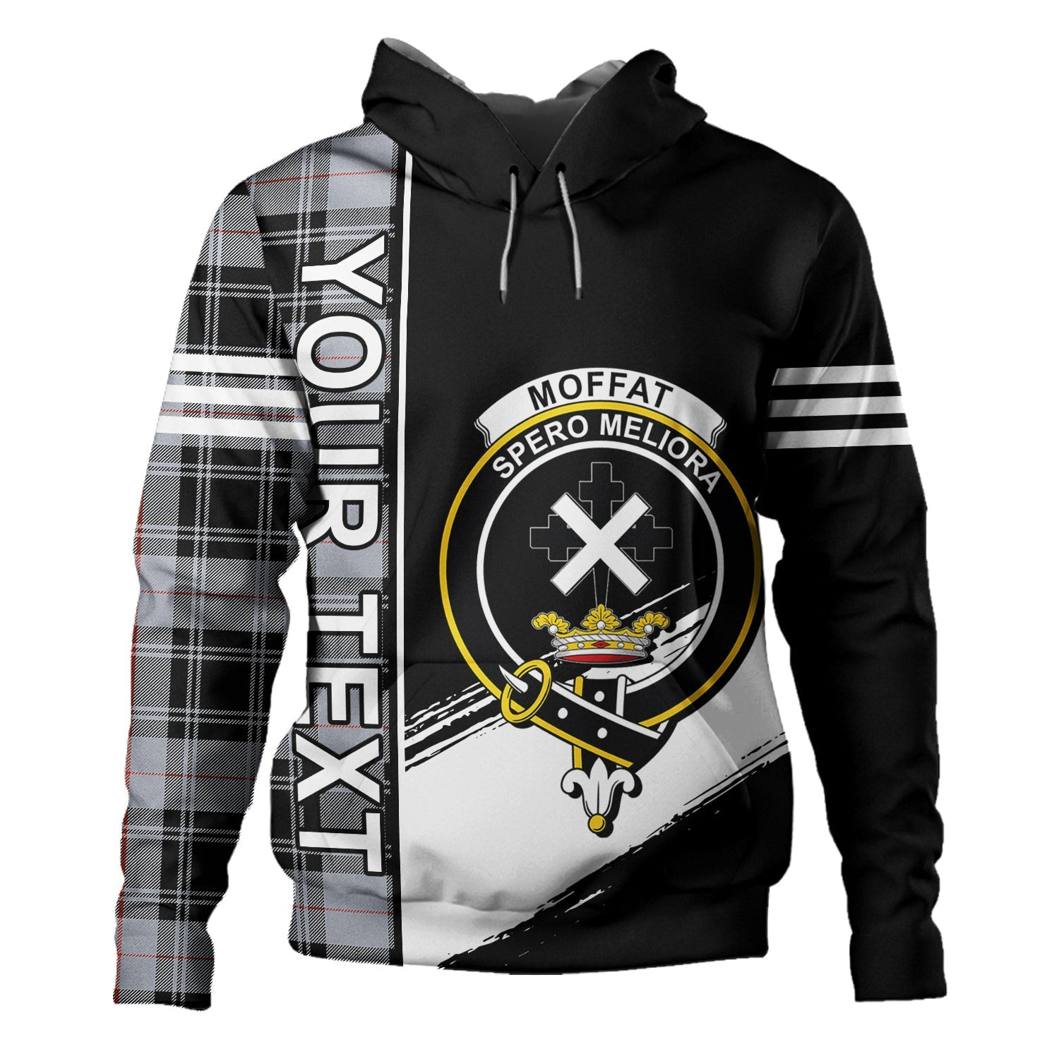 ScotsTee Shop Scottish Moffat Ancient Clan Crest Tartan Hoodie Quarter Personalized