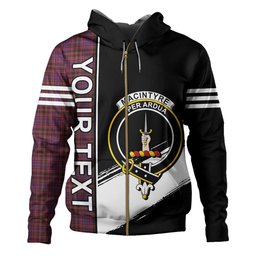 ScotsTee Shop Scottish MacIntyre of Littleport Weathered Clan Crest Tartan Hoodie Quarter Personalized