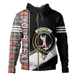 ScotsTee Shop Scottish Napier Rose Ancient Clan Crest Tartan Hoodie Quarter Personalized