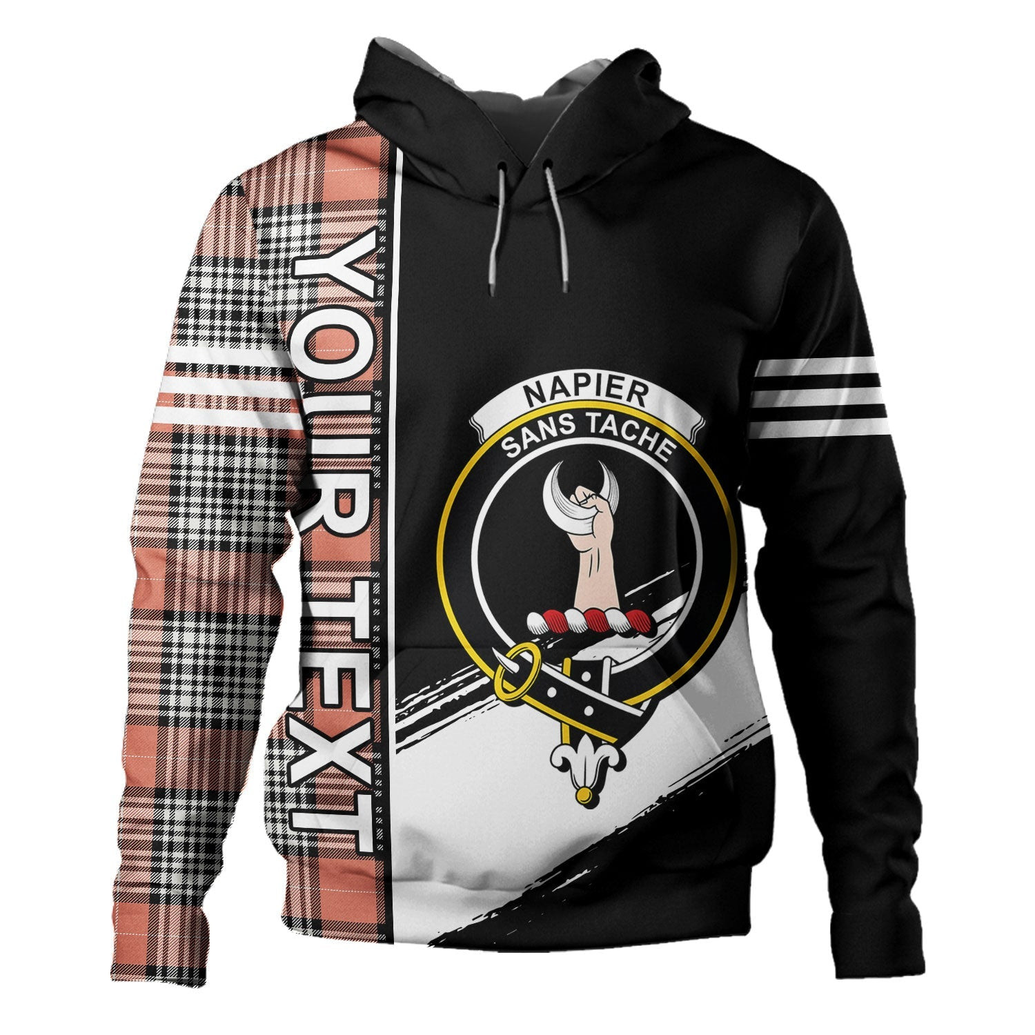 ScotsTee Shop Scottish Napier Rose Ancient Clan Crest Tartan Hoodie Quarter Personalized
