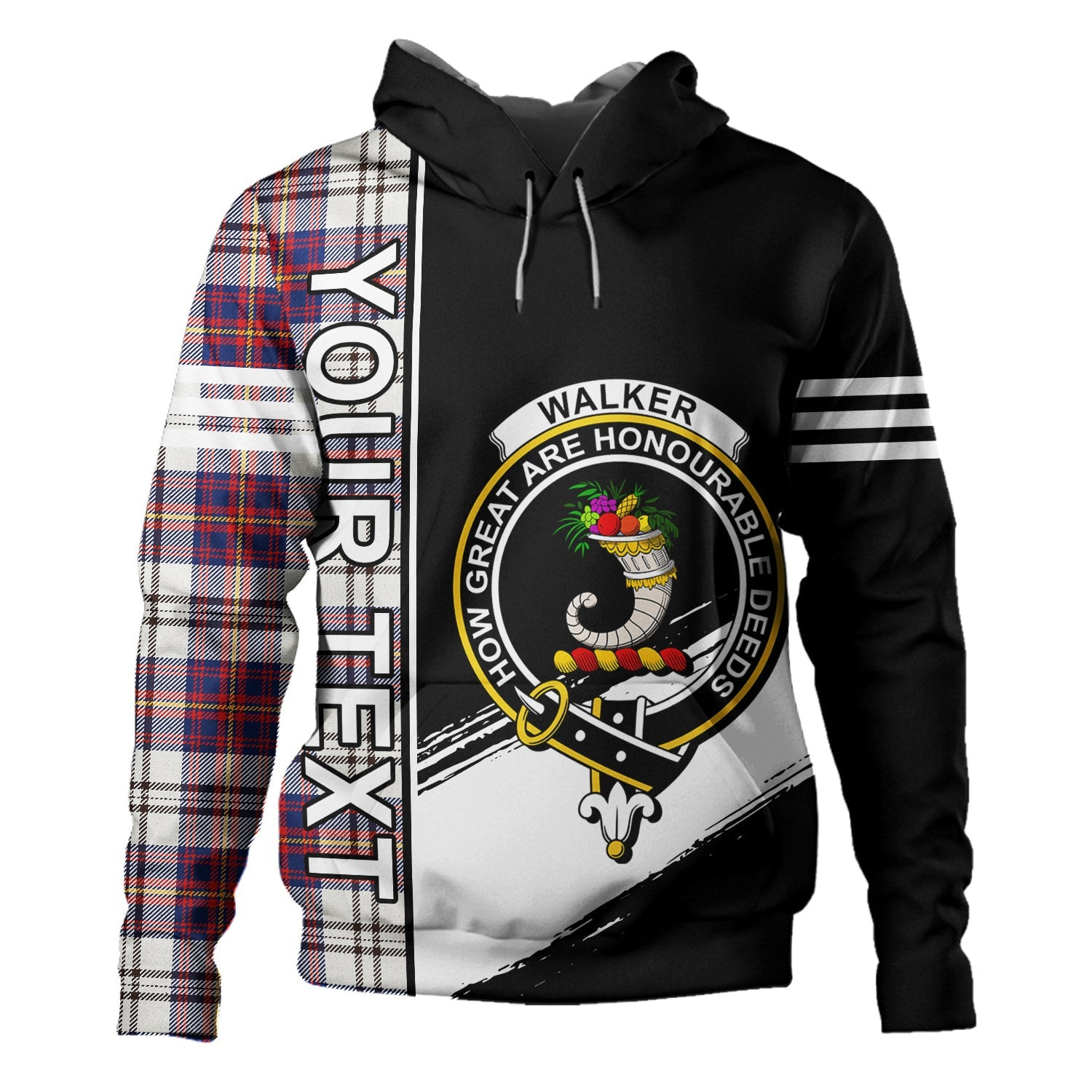 ScotsTee Shop Scottish Walker Dress Modern Clan Crest Tartan Hoodie Quarter Personalized