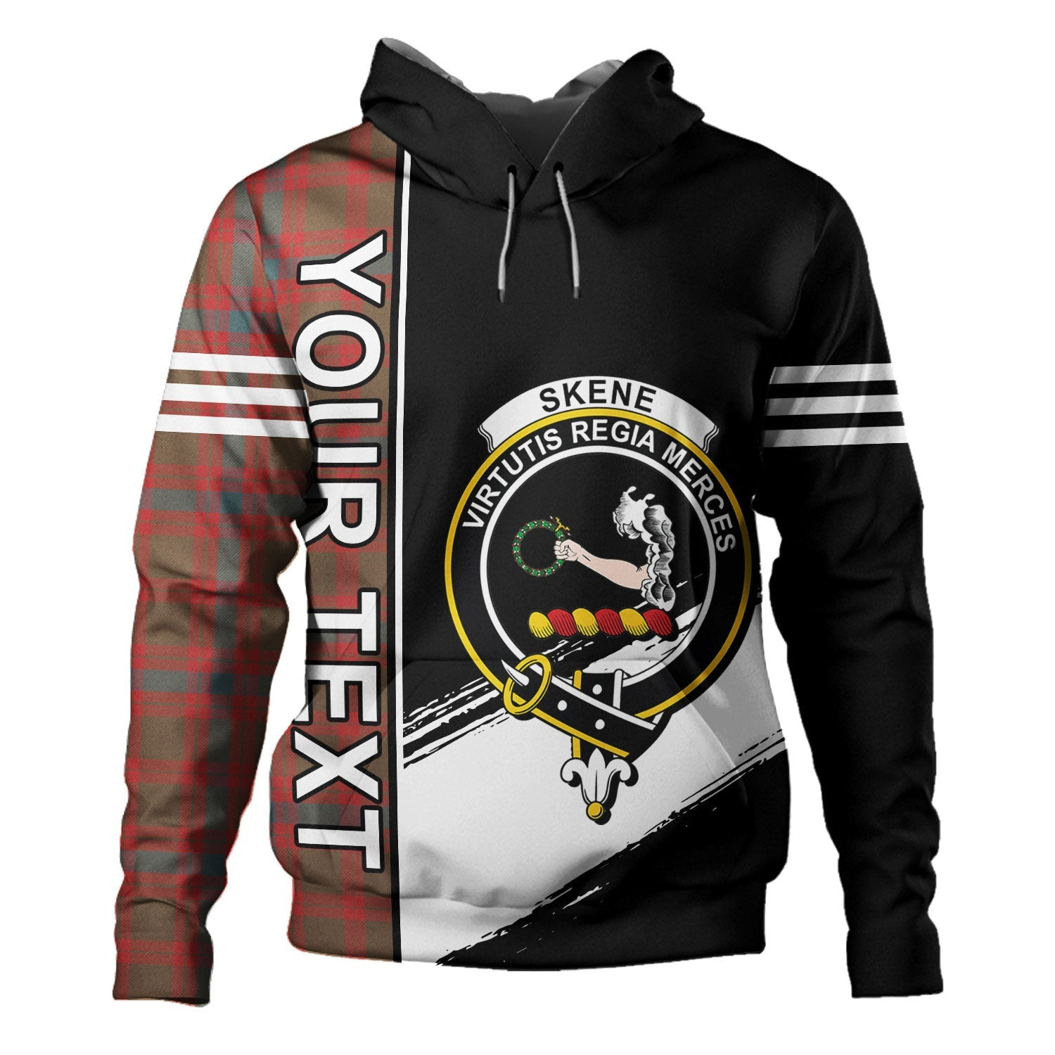 ScotsTee Shop Scottish Skene Weathered Clan Crest Tartan Hoodie Quarter Personalized