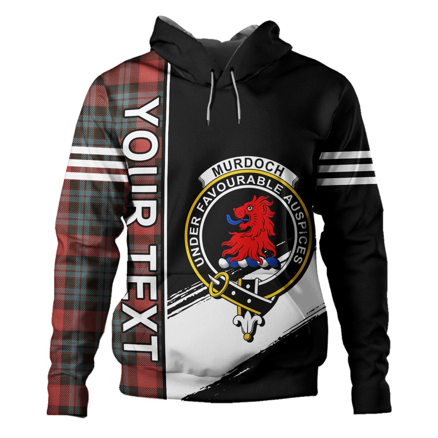 ScotsTee Shop Scottish Murdoch Weathered Clan Crest Tartan Hoodie Quarter Personalized