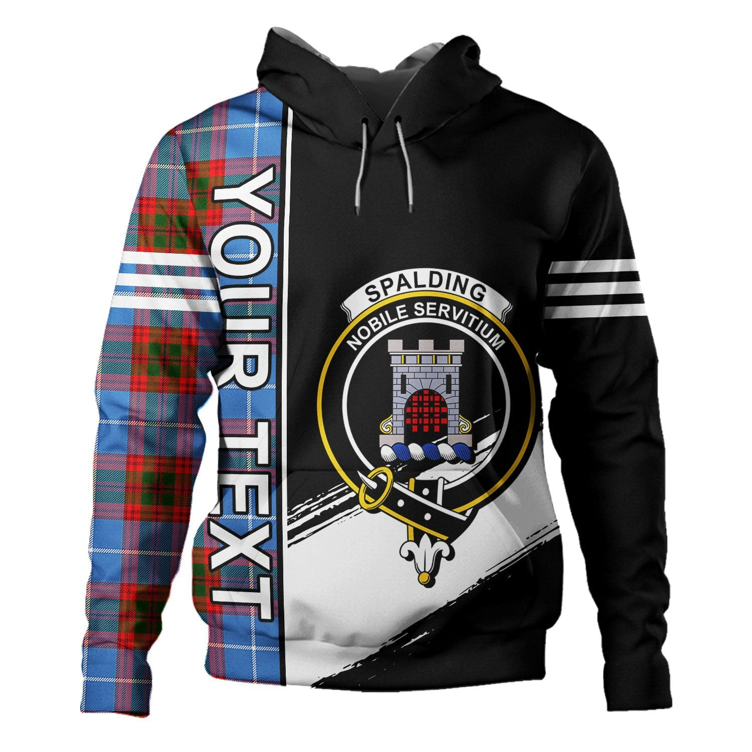 ScotsTee Shop Scottish Spalding Clan Crest Tartan Hoodie Quarter Personalized