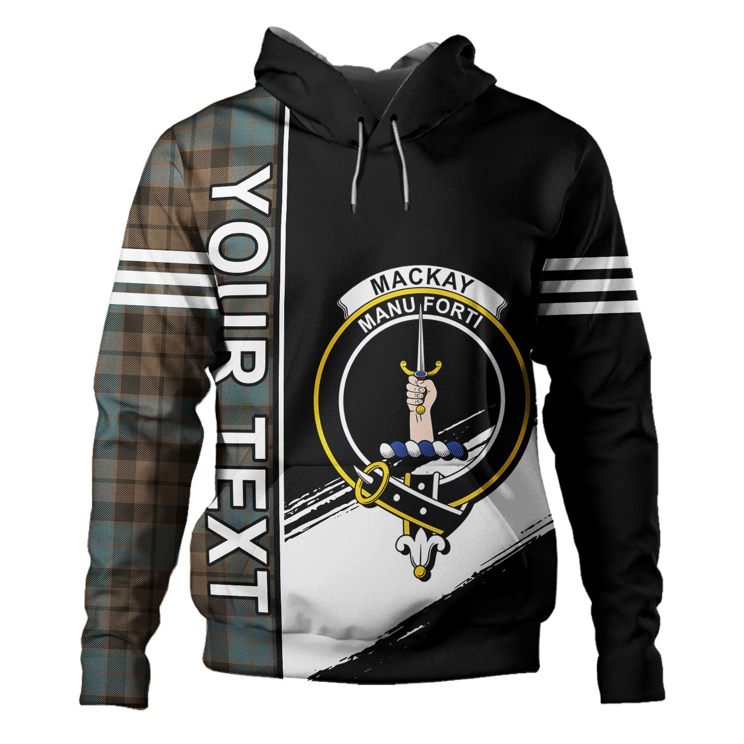ScotsTee Shop Scottish MacKay Weathered Clan Crest Tartan Hoodie Quarter Personalized