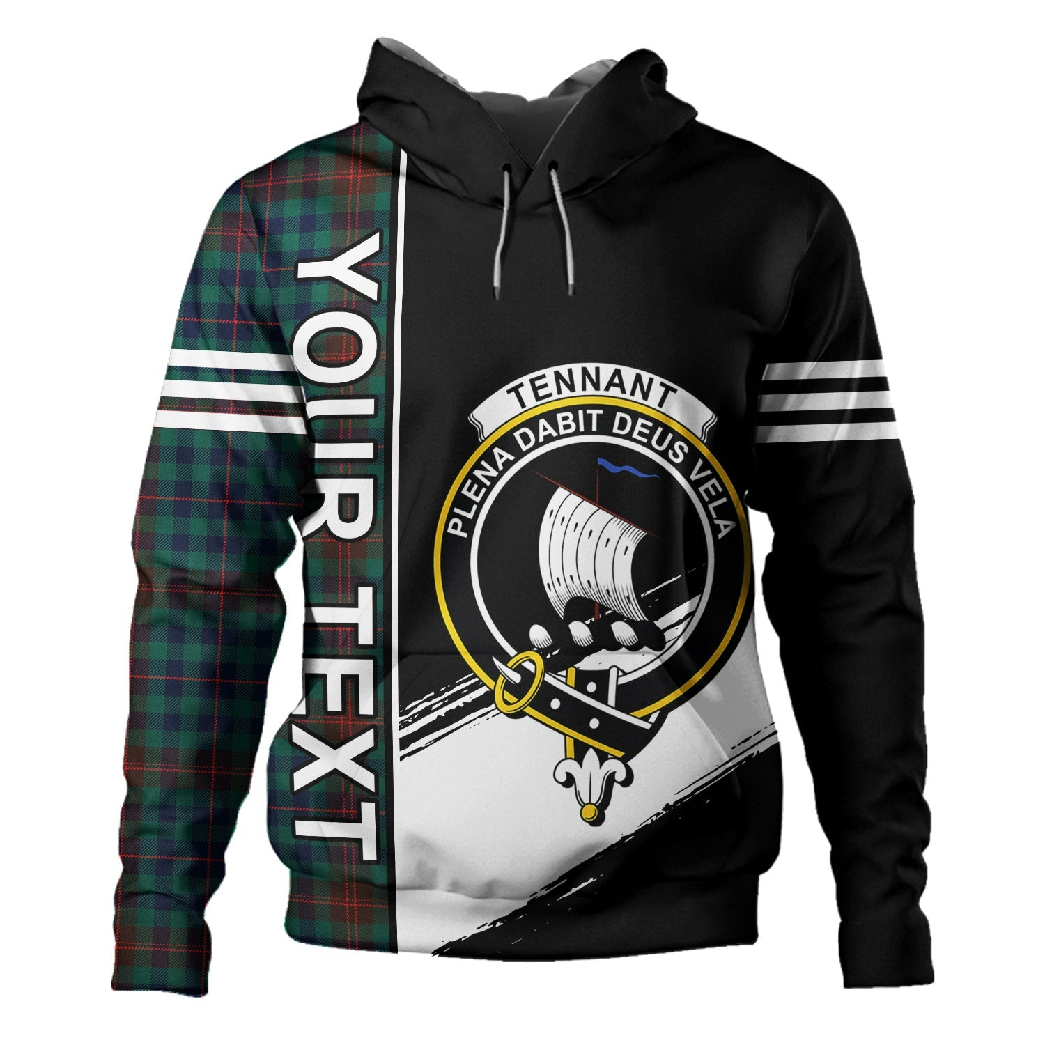 ScotsTee Shop Scottish Tennant Yules Modern Clan Crest Tartan Hoodie Quarter Personalized