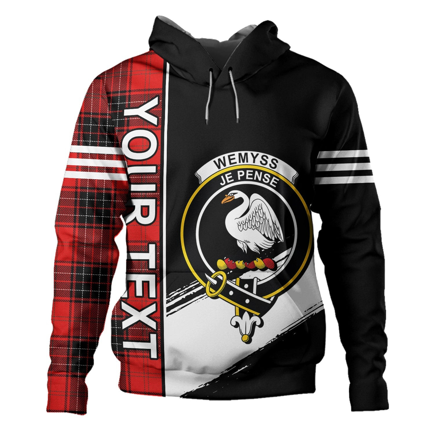 ScotsTee Shop Scottish Wemyss Modern Clan Crest Tartan Hoodie Quarter Personalized