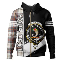 ScotsTee Shop Scottish Walker Dress Weathered Clan Crest Tartan Hoodie Quarter Personalized