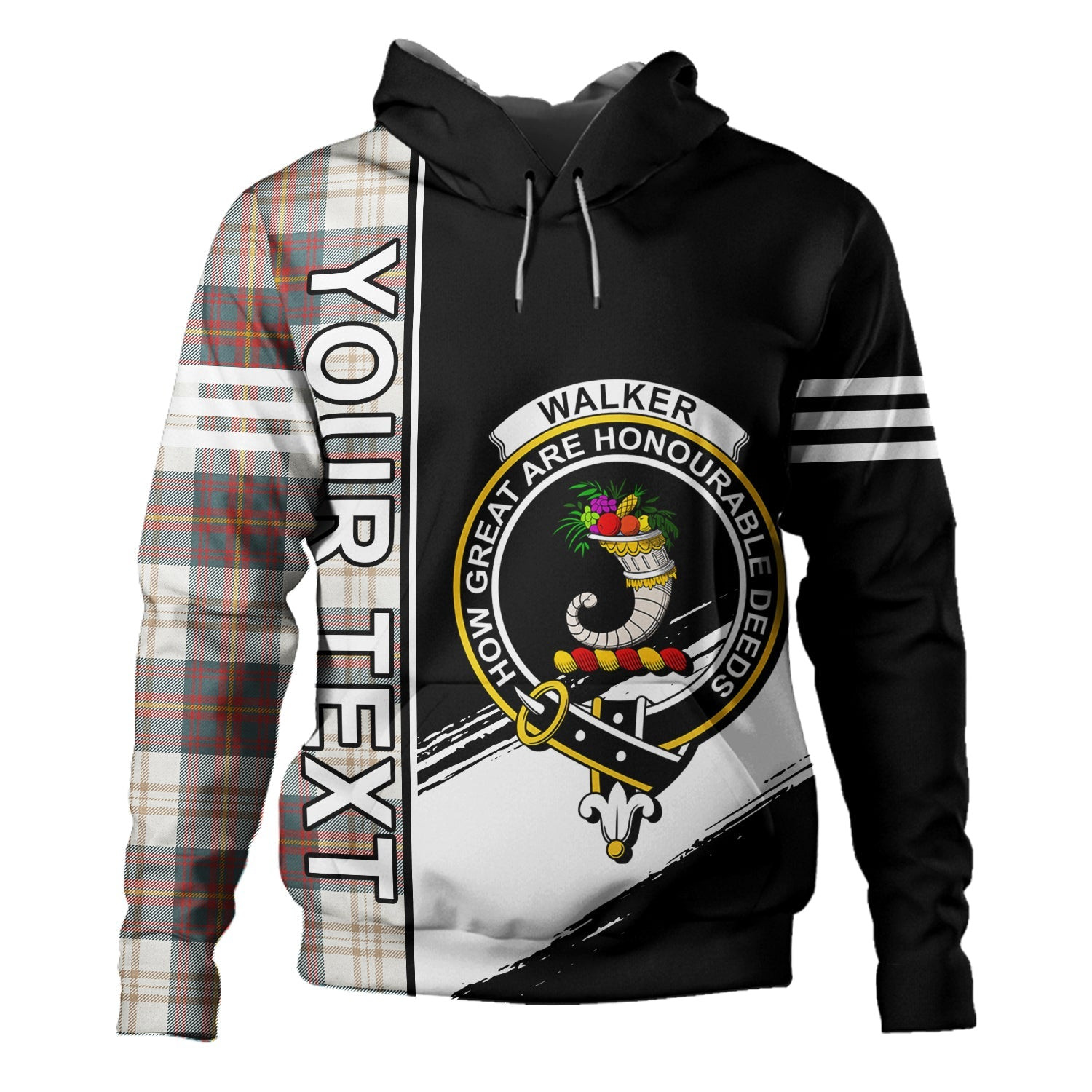 ScotsTee Shop Scottish Walker Dress Weathered Clan Crest Tartan Hoodie Quarter Personalized