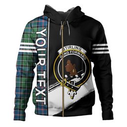 ScotsTee Shop Scottish Stirling Modern Clan Crest Tartan Hoodie Quarter Personalized
