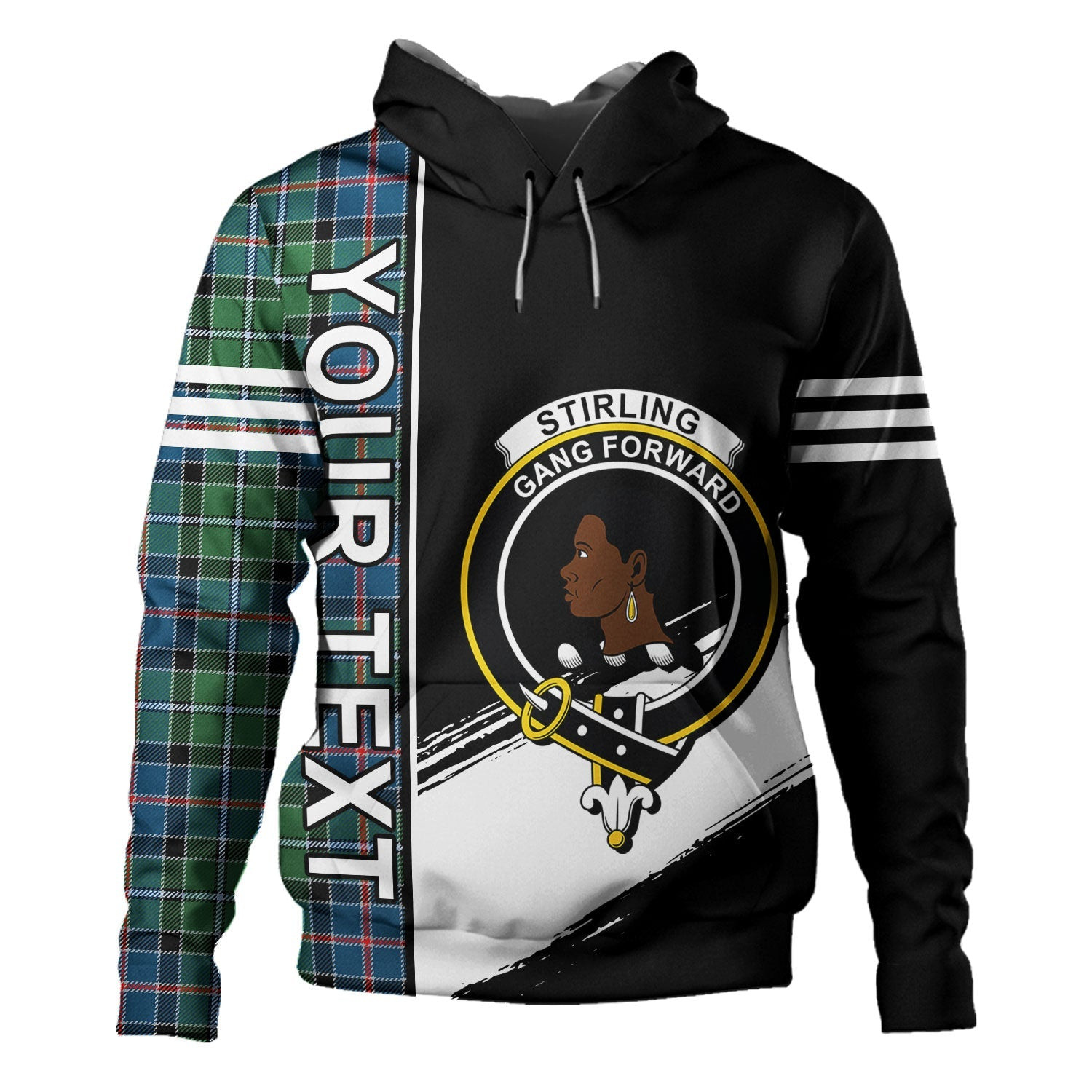 ScotsTee Shop Scottish Stirling Modern Clan Crest Tartan Hoodie Quarter Personalized