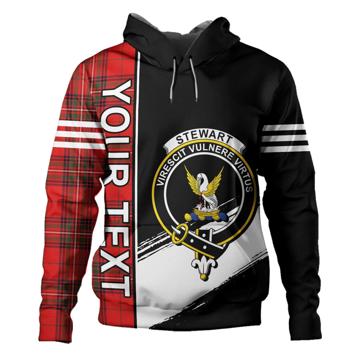 ScotsTee Shop Scottish Stewart of Rothesay Modern Clan Crest Tartan Hoodie Quarter Personalized
