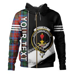 ScotsTee Shop Scottish Rattray of Lude Ancient Clan Crest Tartan Hoodie Quarter Personalized