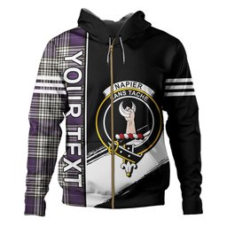 ScotsTee Shop Scottish Napier Weathered Clan Crest Tartan Hoodie Quarter Personalized