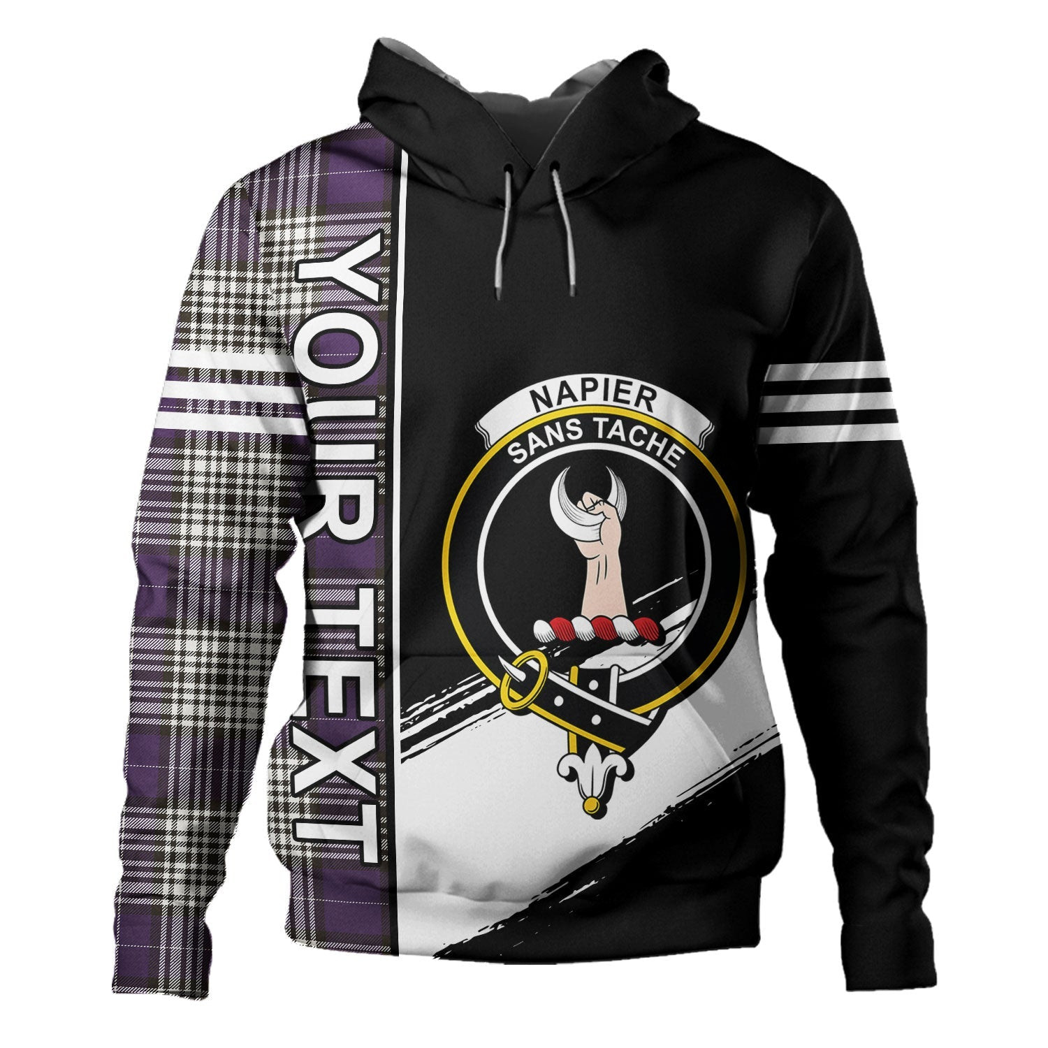 ScotsTee Shop Scottish Napier Weathered Clan Crest Tartan Hoodie Quarter Personalized