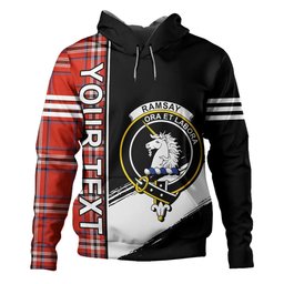 ScotsTee Shop Scottish Ramsay Angus & Mearns Ancient Clan Crest Tartan Hoodie Quarter Personalized