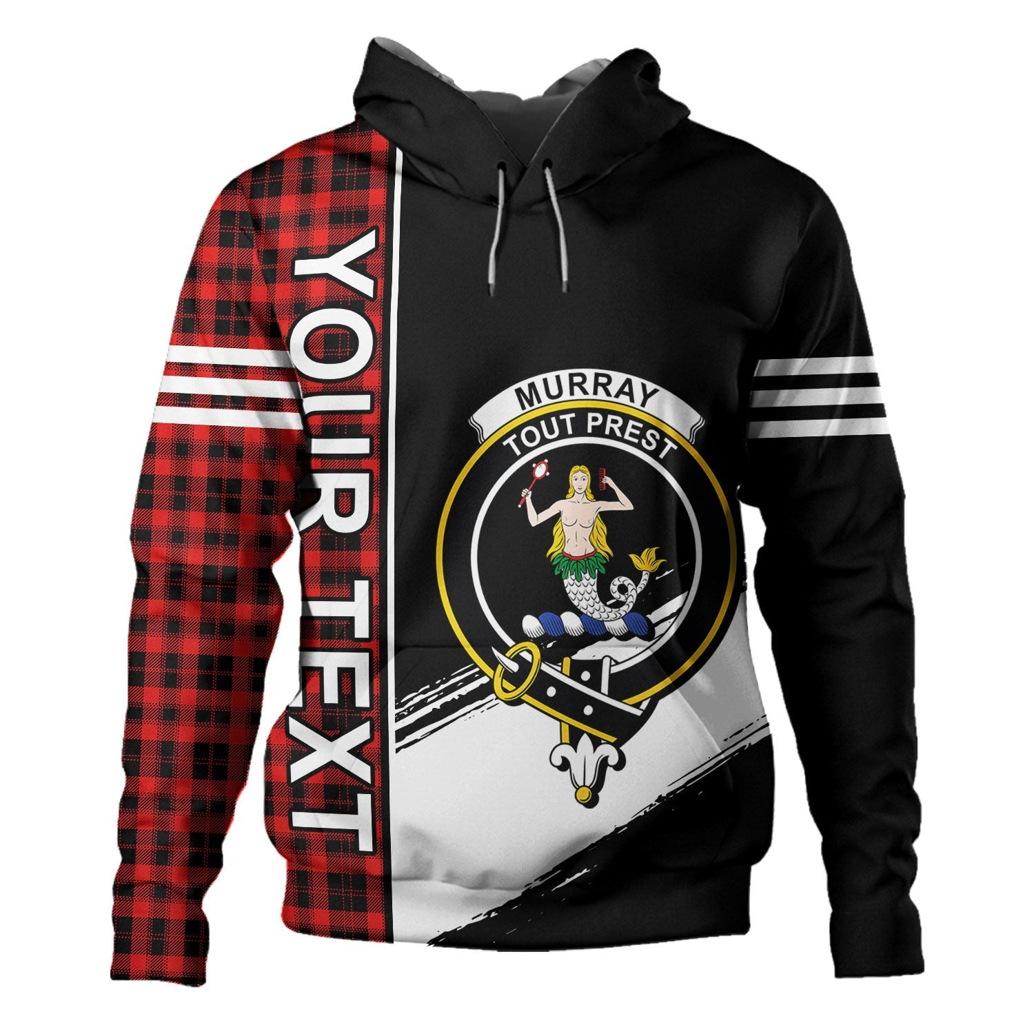 ScotsTee Shop Scottish Murray of Ochtertyre Modern Clan Crest Tartan Hoodie Quarter Personalized