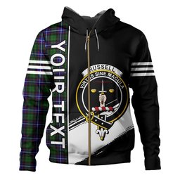 ScotsTee Shop Scottish Russell Modern Clan Crest Tartan Hoodie Quarter Personalized