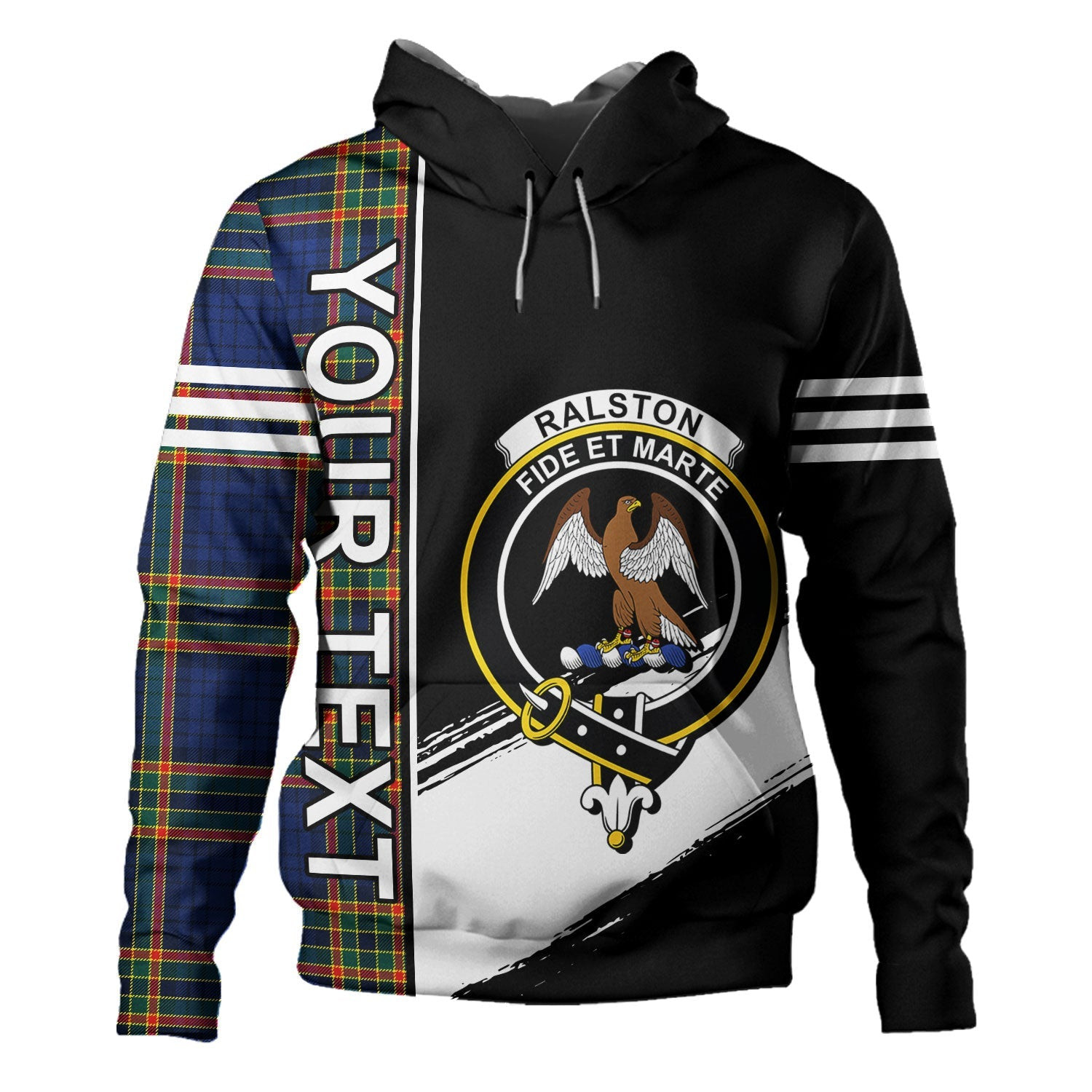 ScotsTee Shop Scottish Ralston UK Modern Clan Crest Tartan Hoodie Quarter Personalized
