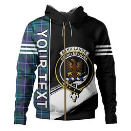 ScotsTee Shop Scottish Sandilands Clan Crest Tartan Hoodie Quarter Personalized