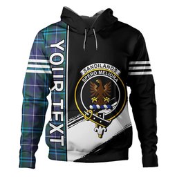ScotsTee Shop Scottish Sandilands Clan Crest Tartan Hoodie Quarter Personalized