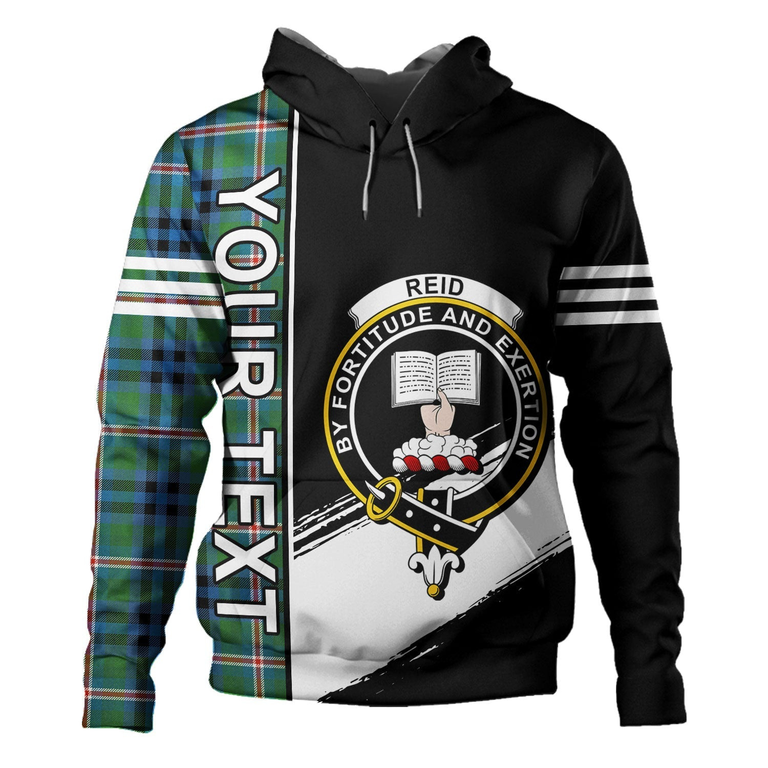 ScotsTee Shop Scottish Reid (Mill City) Ancient Clan Crest Tartan Hoodie Quarter Personalized