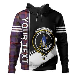 ScotsTee Shop Scottish Montgomery Weathered Clan Crest Tartan Hoodie Quarter Personalized