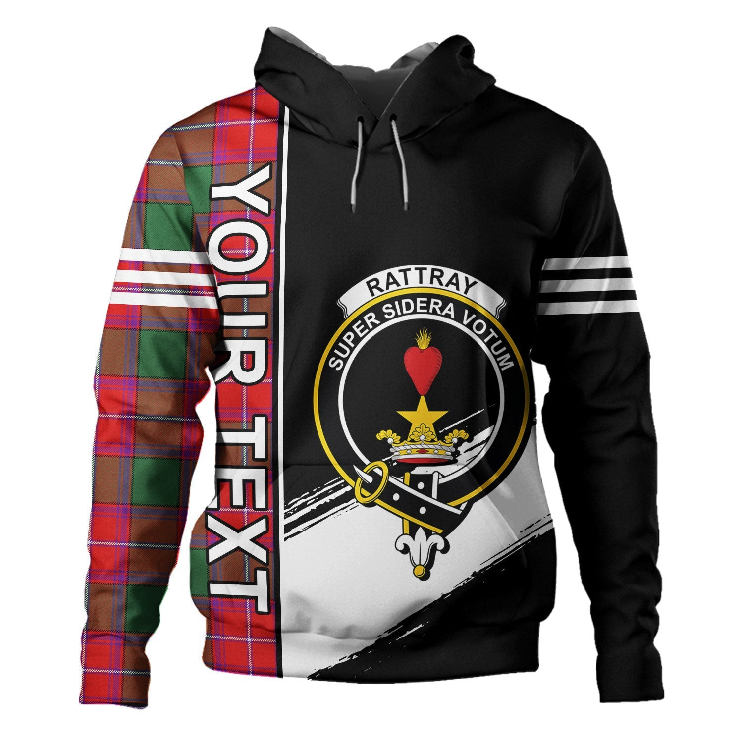 ScotsTee Shop Scottish Rattray Modern Clan Crest Tartan Hoodie Quarter Personalized
