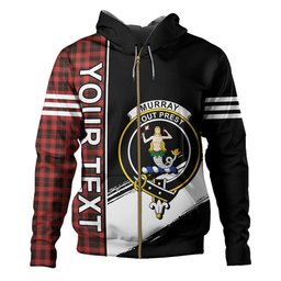 ScotsTee Shop Scottish Murray of Ochtertyre Weathered Clan Crest Tartan Hoodie Quarter Personalized