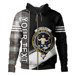 ScotsTee Shop Scottish Murray of Atholl Dress (Murray Dress) Weathered Clan Crest Tartan Hoodie Quarter Personalized
