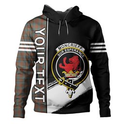 ScotsTee Shop Scottish Moncrieffe of Atholl Weathered Clan Crest Tartan Hoodie Quarter Personalized