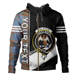 ScotsTee Shop Scottish Ralston UK Weathered Clan Crest Tartan Hoodie Quarter Personalized
