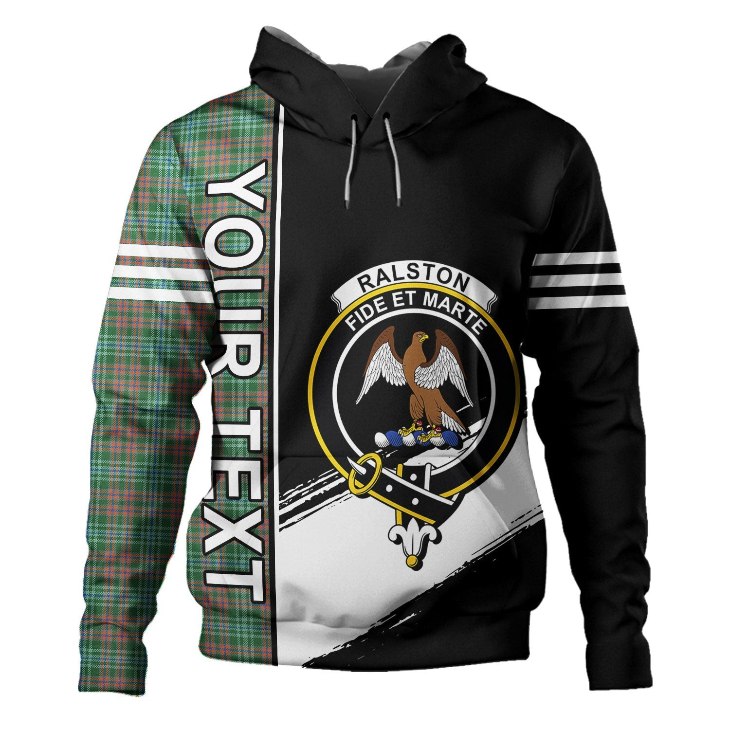 ScotsTee Shop Scottish Ralston US Ancient Clan Crest Tartan Hoodie Quarter Personalized