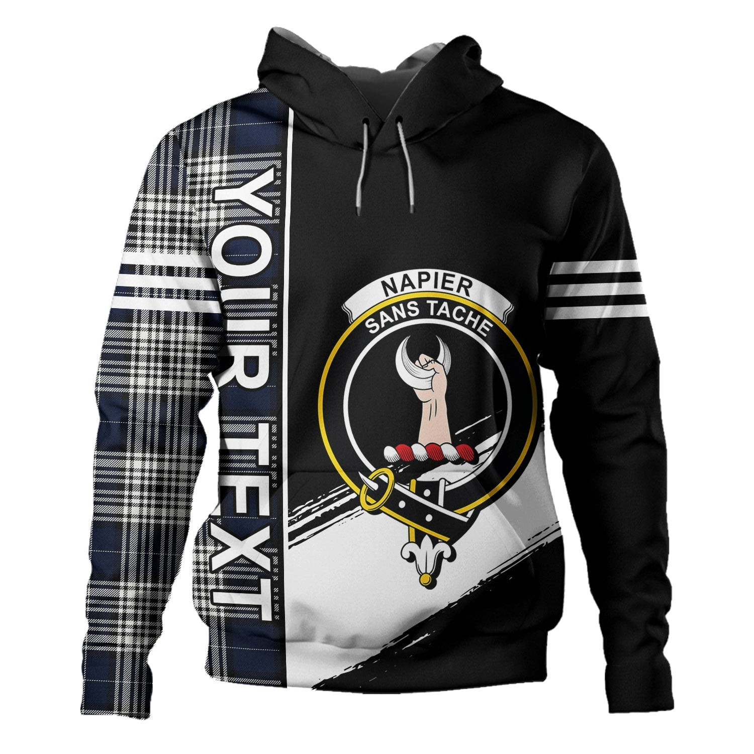 ScotsTee Shop Scottish Napier Modern Clan Crest Tartan Hoodie Quarter Personalized