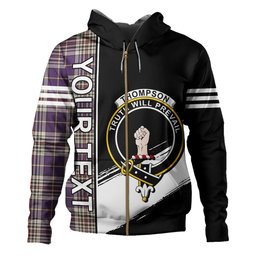 ScotsTee Shop Scottish Thompson Variant (Thomson Variant) Weathered Clan Crest Tartan Hoodie Quarter Personalized