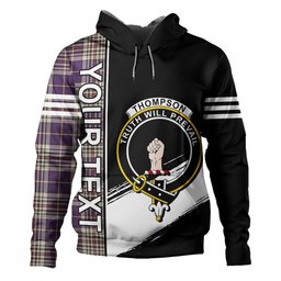 ScotsTee Shop Scottish Thompson Variant (Thomson Variant) Weathered Clan Crest Tartan Hoodie Quarter Personalized