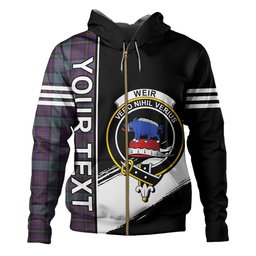 ScotsTee Shop Scottish Weir Weathered Clan Crest Tartan Hoodie Quarter Personalized