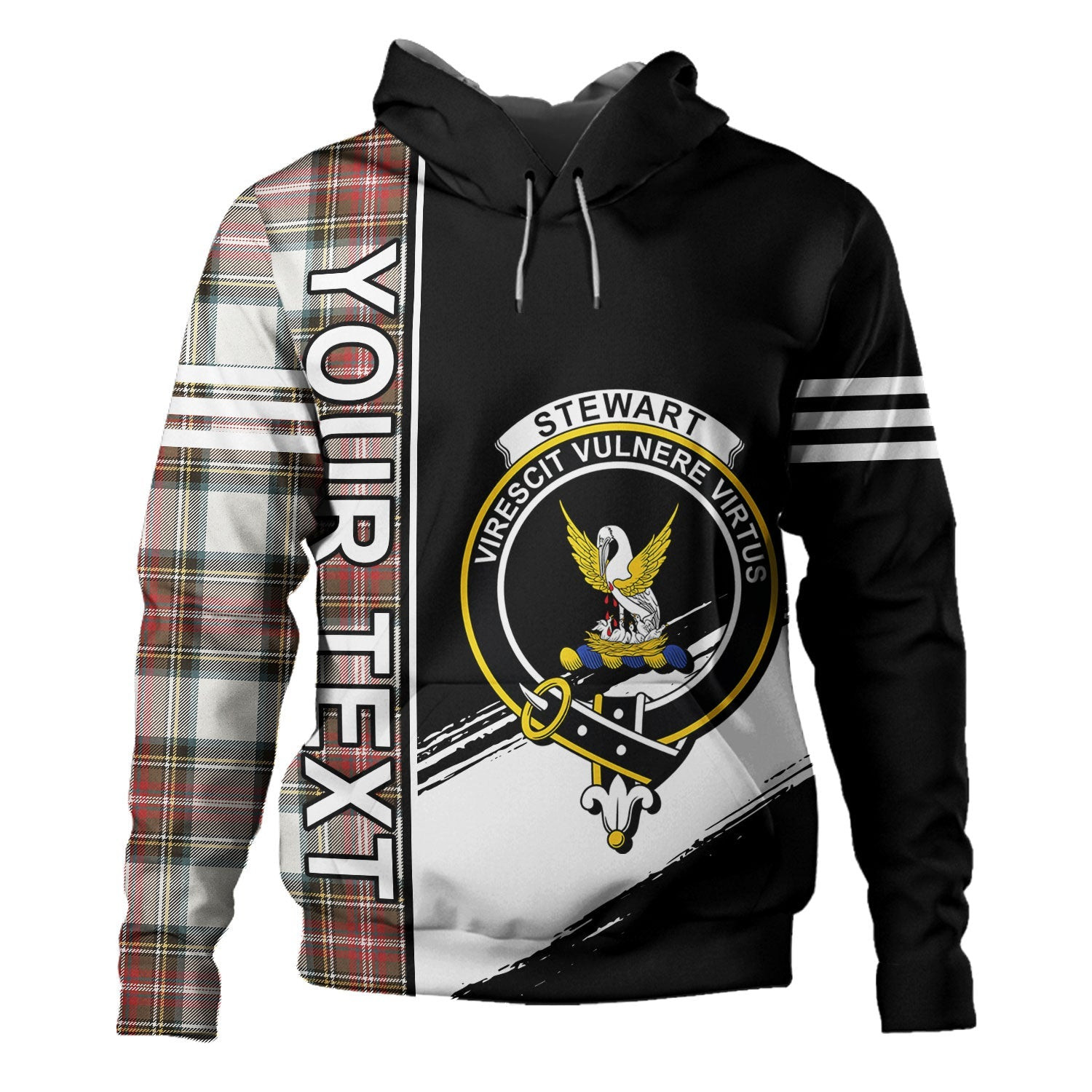 ScotsTee Shop Scottish Stewart Dress Weathered Clan Crest Tartan Hoodie Quarter Personalized