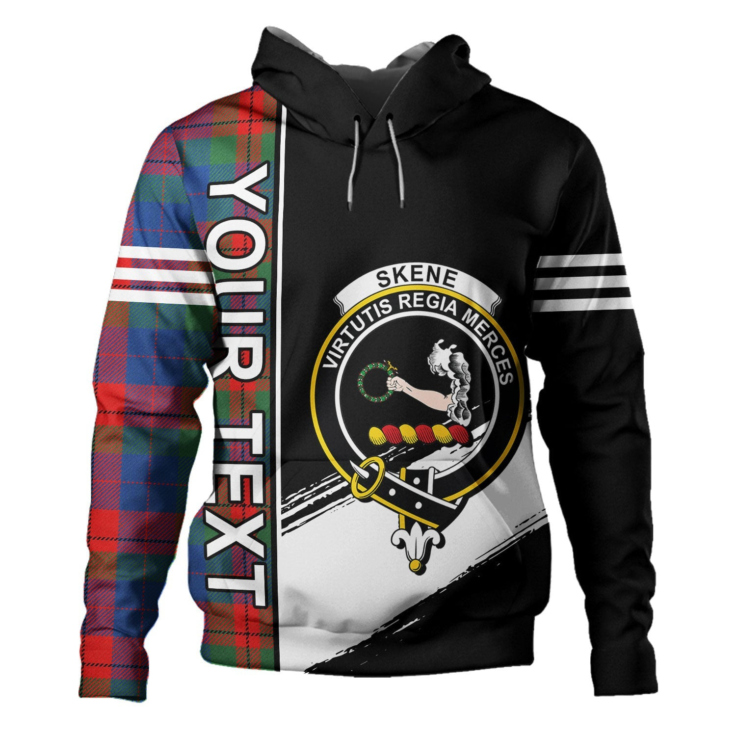 ScotsTee Shop Scottish Skene of Cromar Modern Clan Crest Tartan Hoodie Quarter Personalized