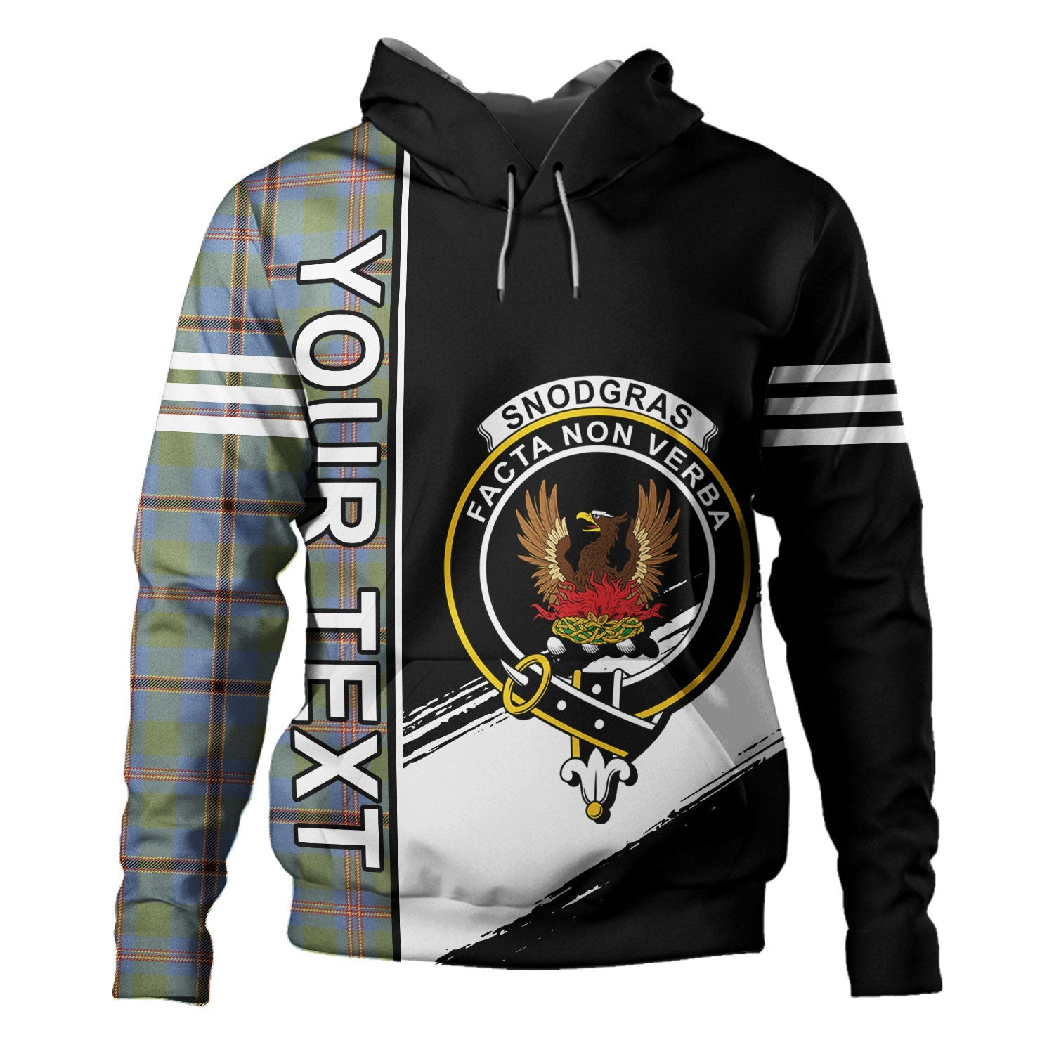 ScotsTee Shop Scottish Snodgrass Weathered Clan Crest Tartan Hoodie Quarter Personalized