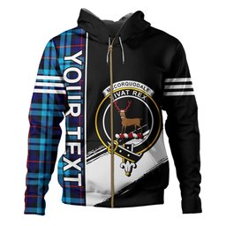 ScotsTee Shop Scottish McCorquodale Clan Crest Tartan Hoodie Quarter Personalized